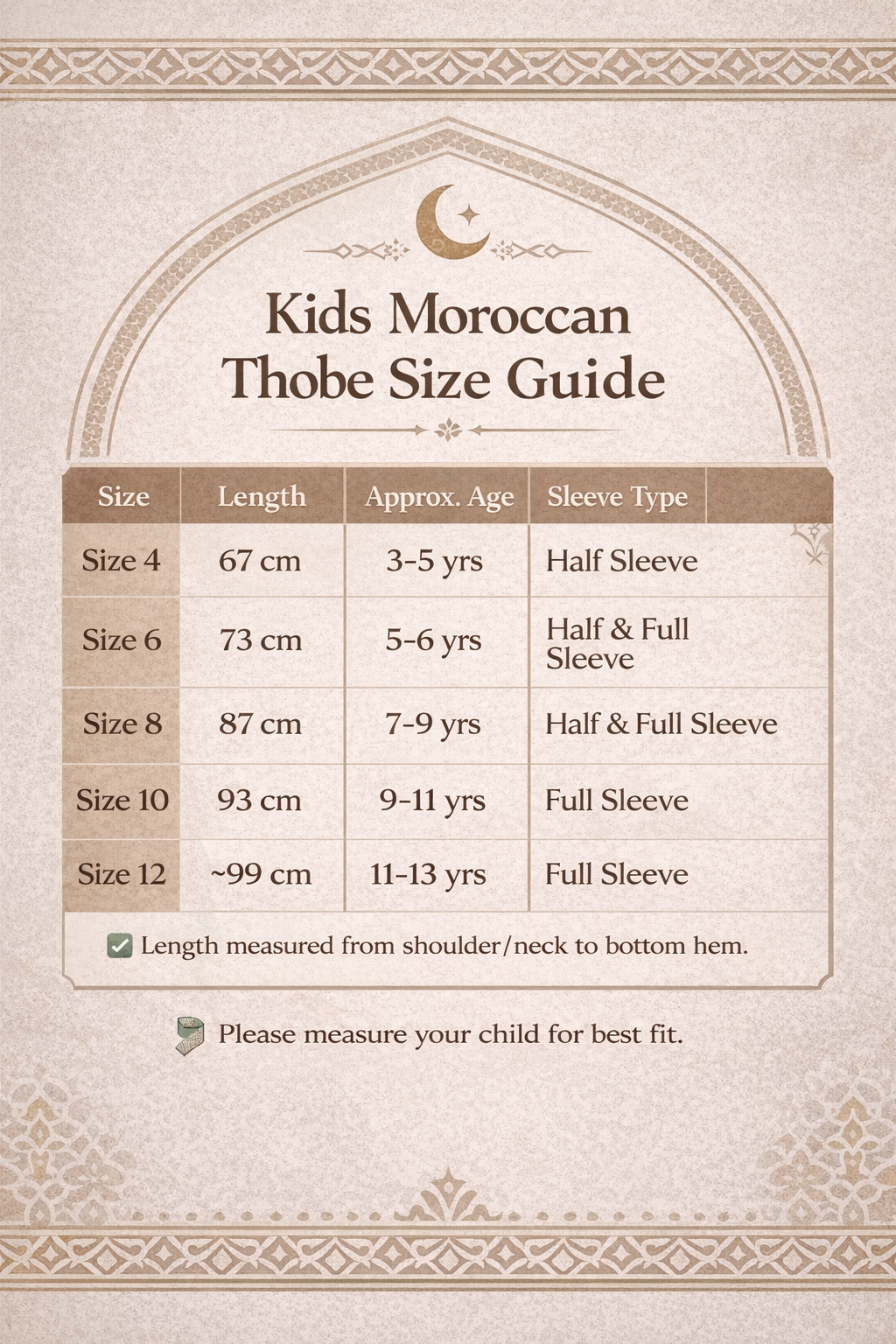 Kids Moroccan Gandoura - Cream and Gold