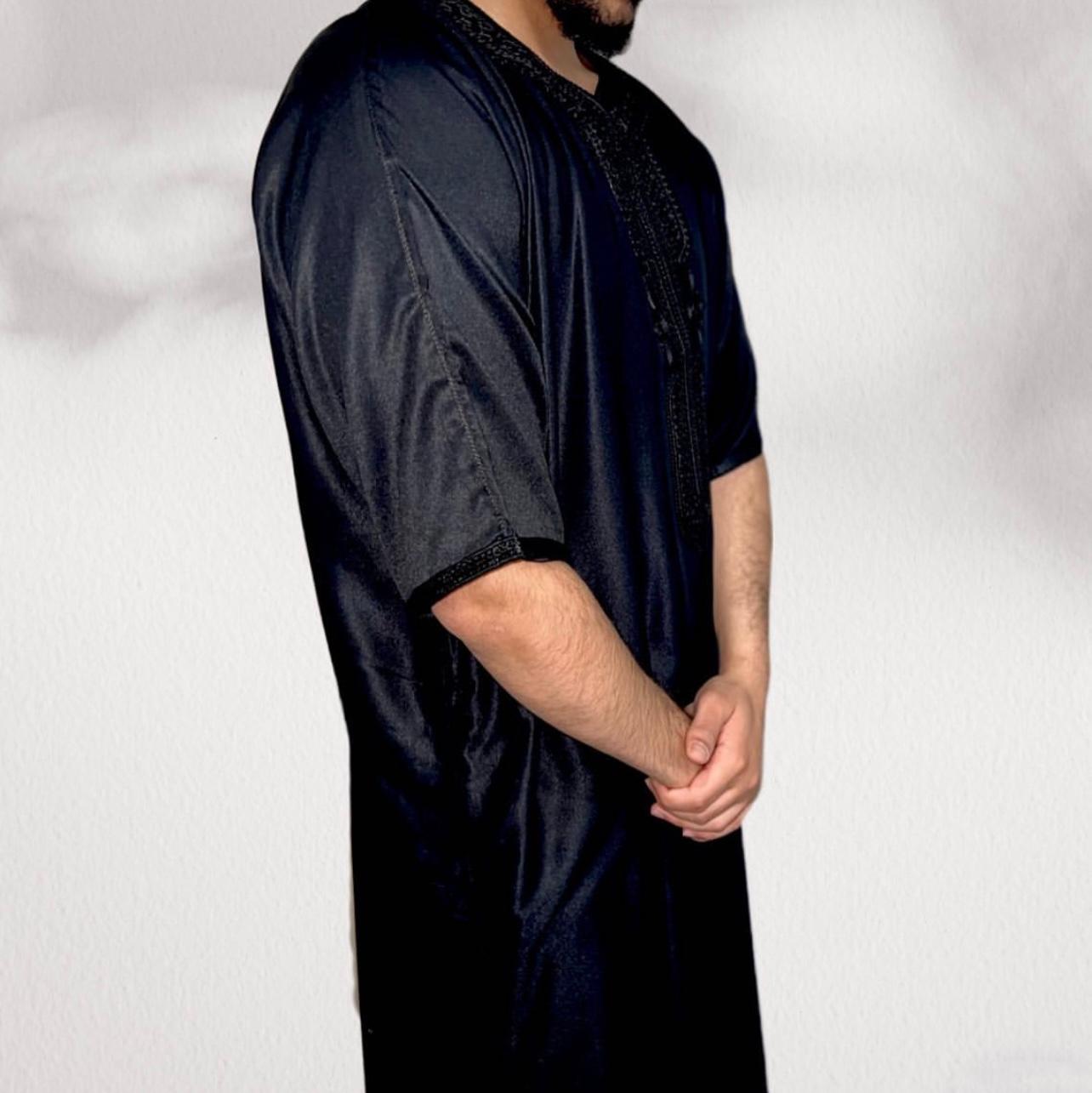 Luxury Black Moroccan Thobe