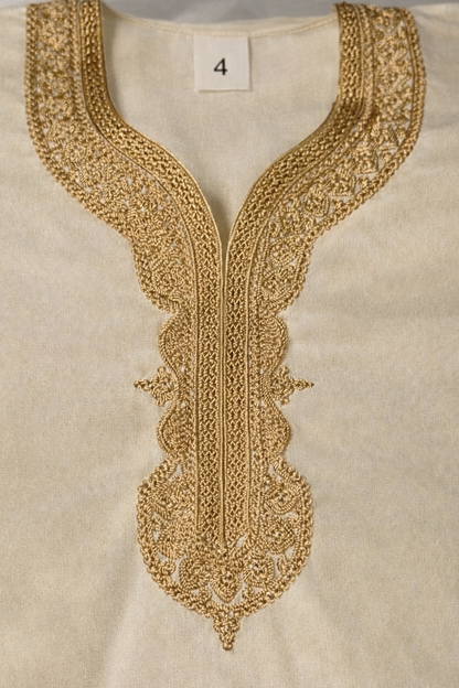 Kids Moroccan Gandoura - Cream and Gold