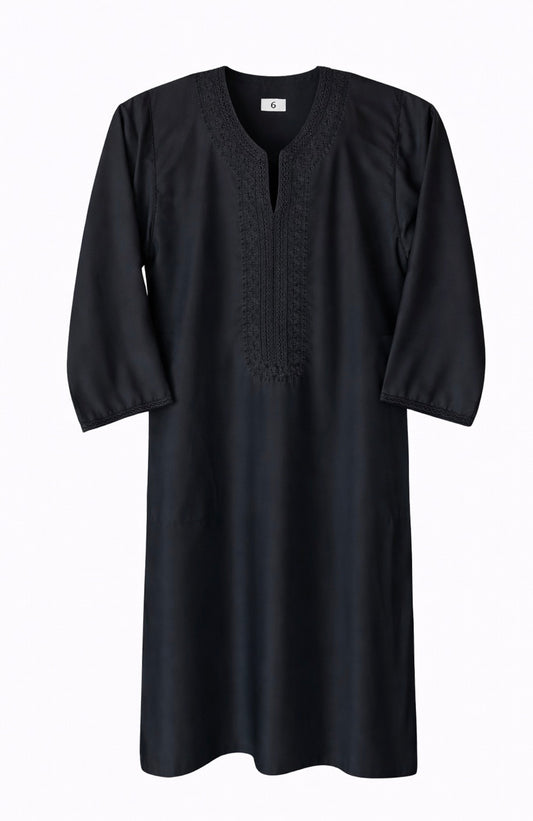 Kids Moroccan Thobe – Royal Black