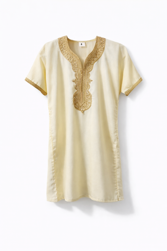 Kids Moroccan Gandoura - Cream and Gold