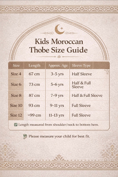 Emerald Noor Kids Gandorah - Kids Moroccan Thobe